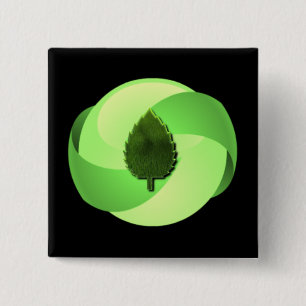 Badge Carré 5 Cm Bouton amical de la terre