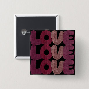 Badge Carré 5 Cm Bouton Amour