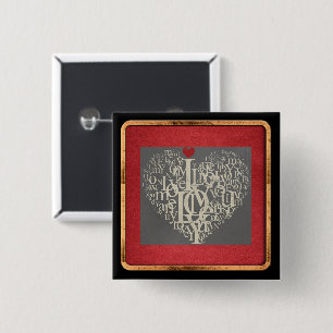 Badge Carré 5 Cm Bouton Amour