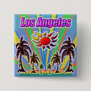 Badge Carré 5 Cm Bouton Amour Été de Los Angeles