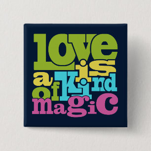 Badge Carré 5 Cm Bouton Amour magique