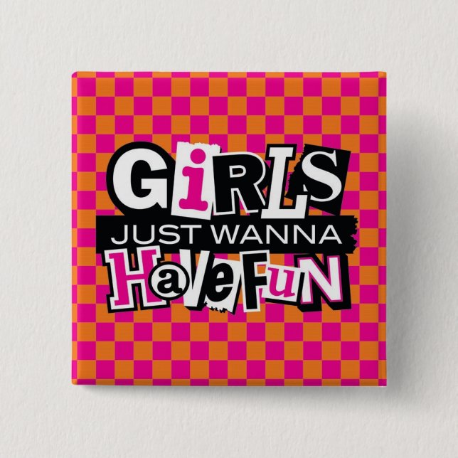 Badge Carré 5 Cm Bouton Amusants Pour Les Filles (Devant)