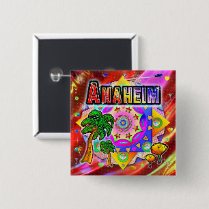 Badge Carré 5 Cm Bouton Anaheim Tropical Friends