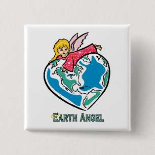 Badge Carré 5 Cm Bouton : "Ange de la terre "