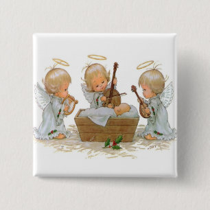 Badge Carré 5 Cm Bouton Angels