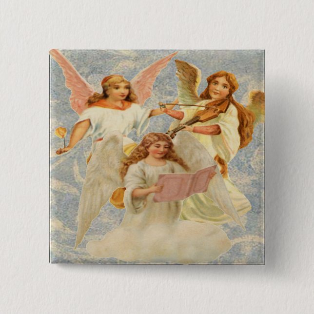 Badge Carré 5 Cm Bouton Angels célestes (Devant)