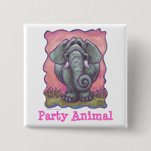 Badge Carré 5 Cm Bouton animal de la partie éléphante