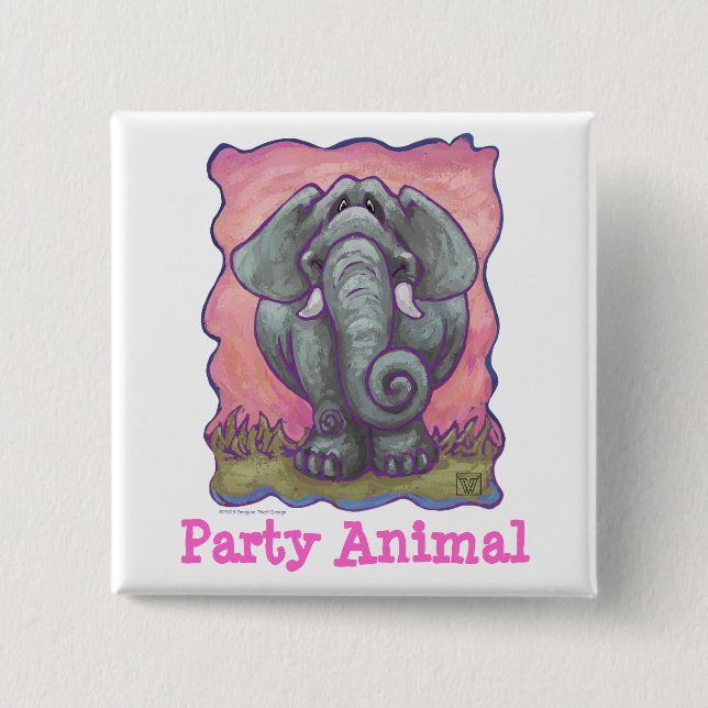 Badge Carré 5 Cm Bouton animal de la partie éléphante (Devant)