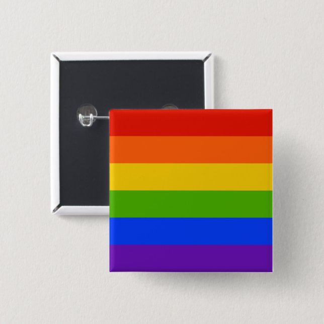 Badge Carré 5 Cm Bouton arc-en-ciel (Devant & derrière)
