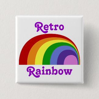Badge Carré 5 Cm Bouton Arc-en-ciel rétro