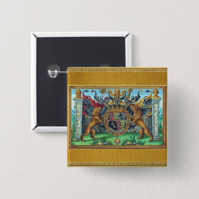 Badge Carré 5 Cm Bouton Armoiries (Devant & derrière)