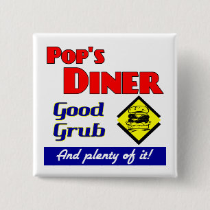 Badge Carré 5 Cm Bouton Art Cuisine Cuisine Pops Diner