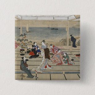 Badge Carré 5 Cm Bouton Art japonais d'Utamaro