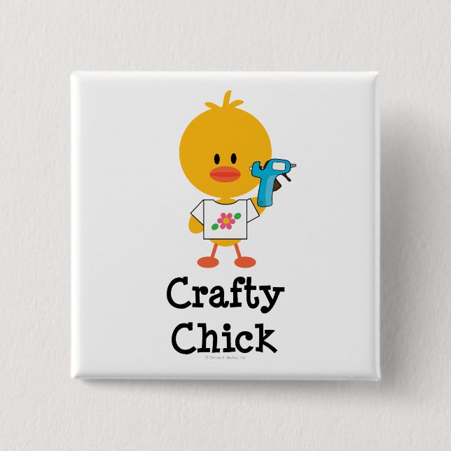 Badge Carré 5 Cm Bouton astucieux de poussin (Devant)