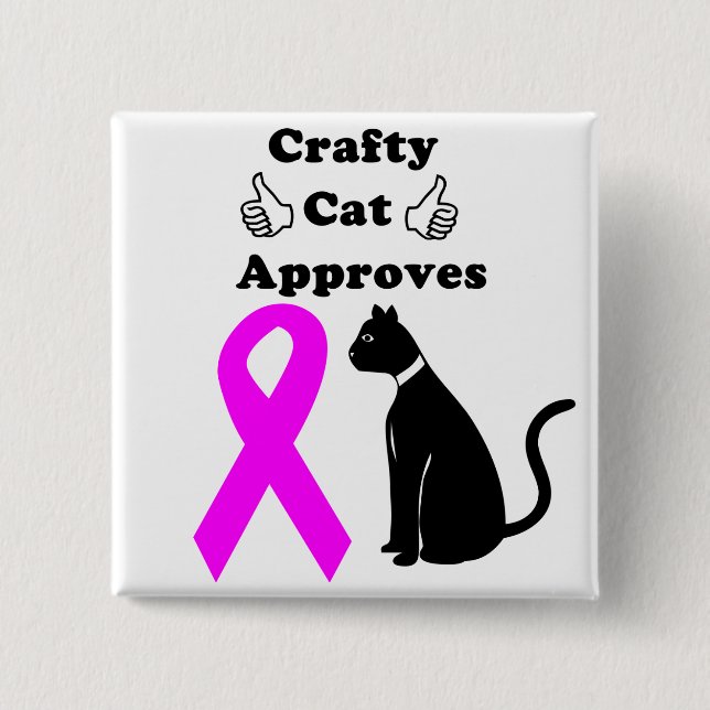 Badge Carré 5 Cm Bouton astucieux du chat BCA (Devant)