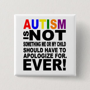 Badge Carré 5 Cm Bouton autisme