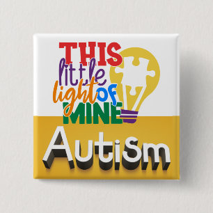 Badge Carré 5 Cm Bouton autisme
