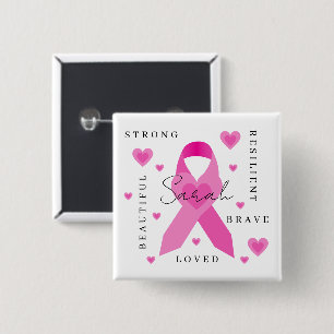 Badge Carré 5 Cm Bouton Autonomisation du cancer du sein