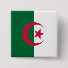 Badge Carré 5 Cm Bouton avec drapeau d'Algérie