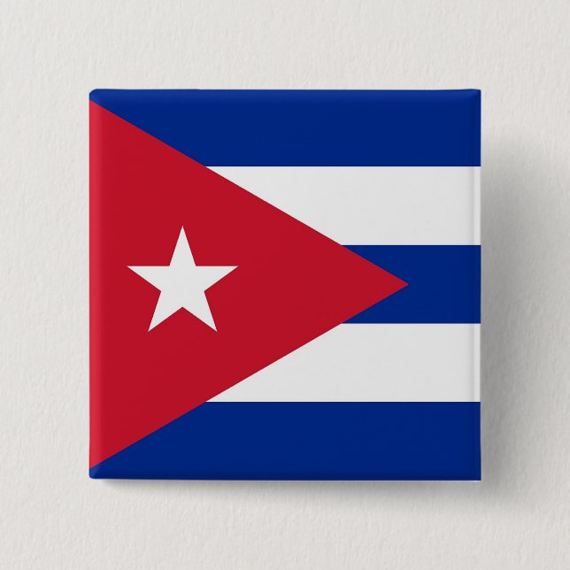 Badge Carré 5 Cm Bouton avec drapeau de Cuba (Devant)