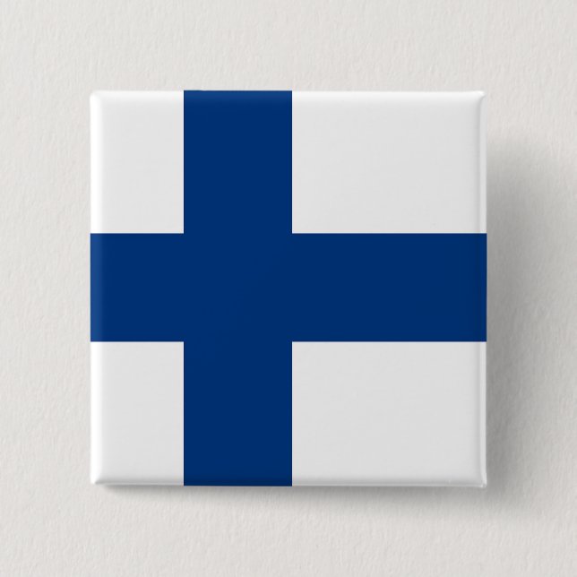 Badge Carré 5 Cm Bouton avec drapeau de la Finlande (Devant)