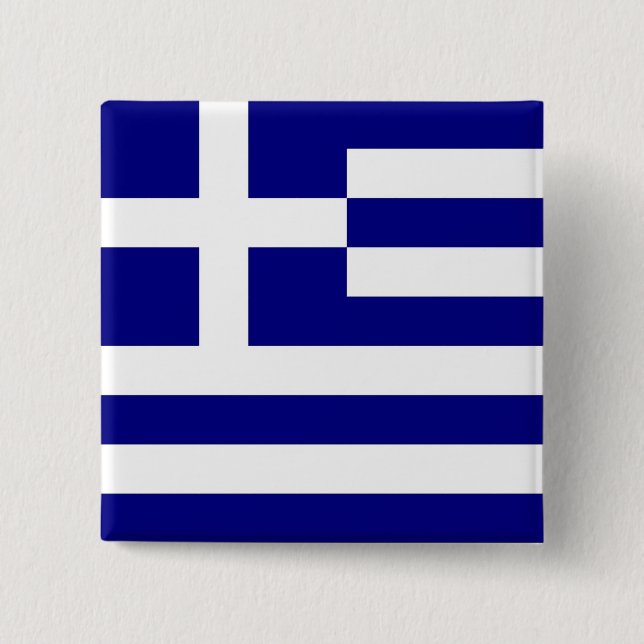 Badge Carré 5 Cm Bouton avec drapeau de la Grèce (Devant)