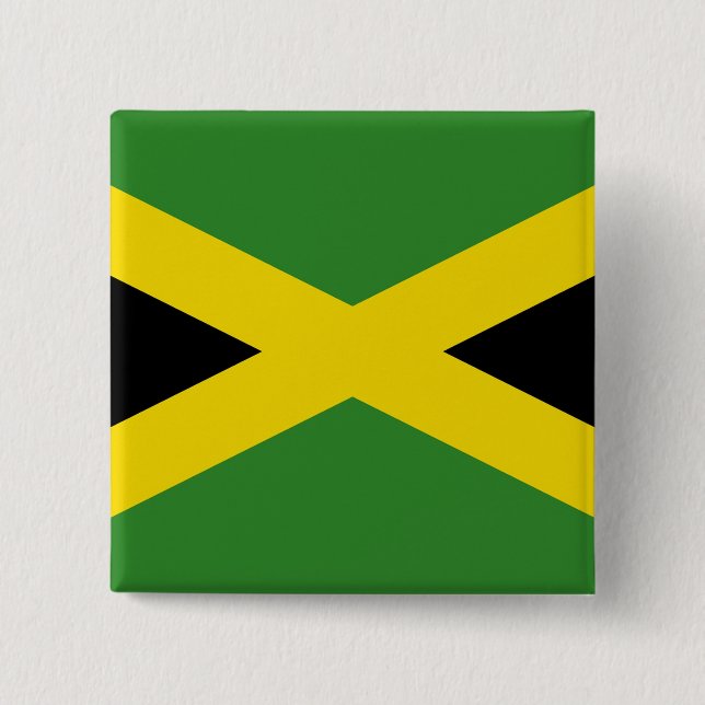 Badge Carré 5 Cm Bouton avec drapeau de la Jamaïque (Devant)