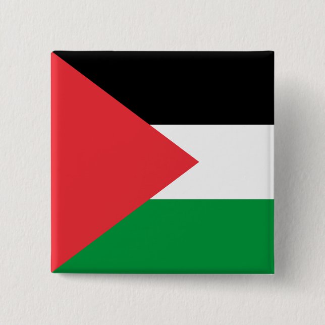 Badge Carré 5 Cm Bouton avec drapeau de la Palestine (Devant)