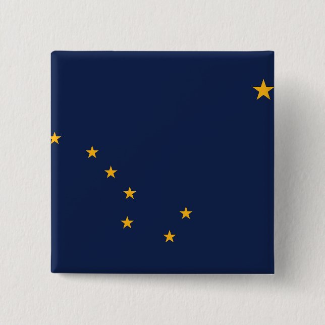 Badge Carré 5 Cm Bouton avec drapeau de l'Alaska (Devant)