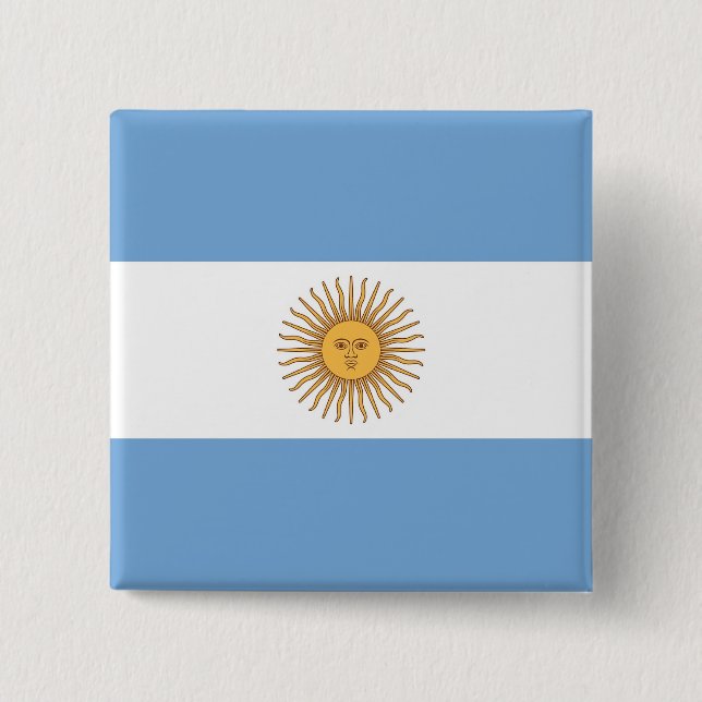 Badge Carré 5 Cm Bouton avec drapeau de l'Argentine (Devant)