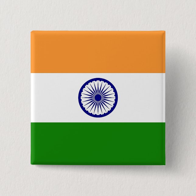 Badge Carré 5 Cm Bouton avec drapeau de l'Inde (Devant)