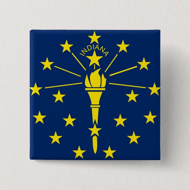 Badge Carré 5 Cm Bouton avec drapeau de l'Indiana (Devant)