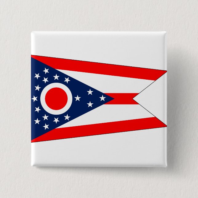 Badge Carré 5 Cm Bouton avec drapeau de l'Ohio (Devant)