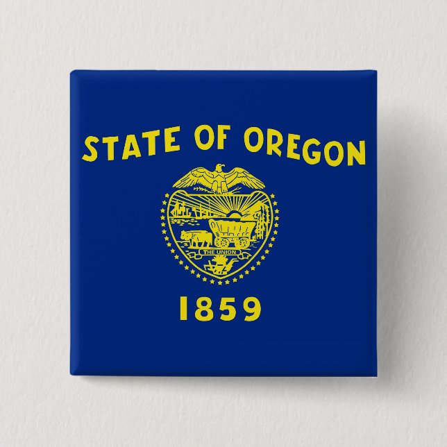 Badge Carré 5 Cm Bouton avec Drapeau de l'Oregon (Devant)