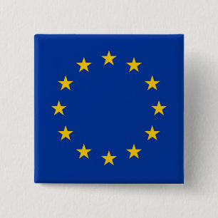 Badge Carré 5 Cm Bouton avec drapeau de l'Union européenne