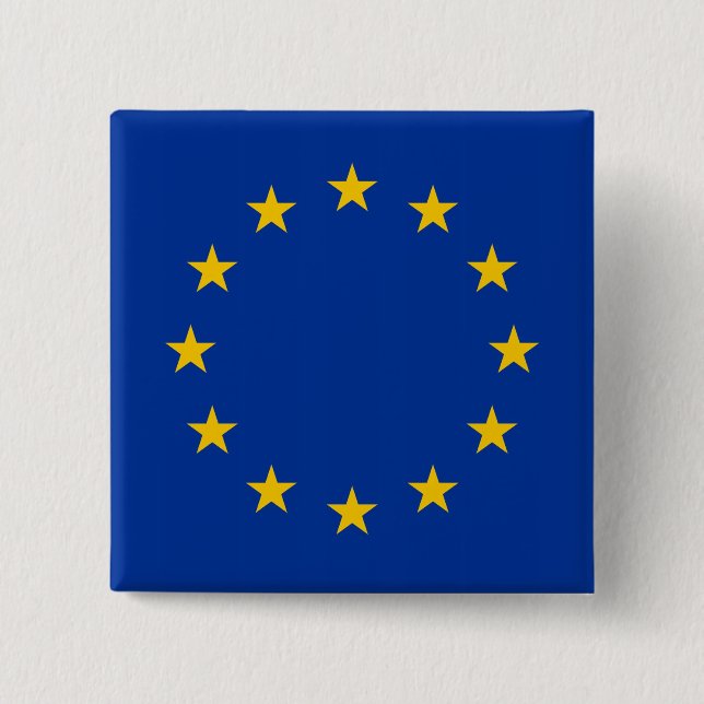 Badge Carré 5 Cm Bouton avec drapeau de l'Union européenne (Devant)