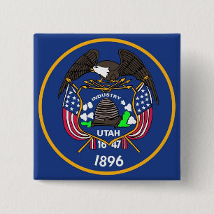 Badge Carré 5 Cm Bouton avec drapeau de l'Utah