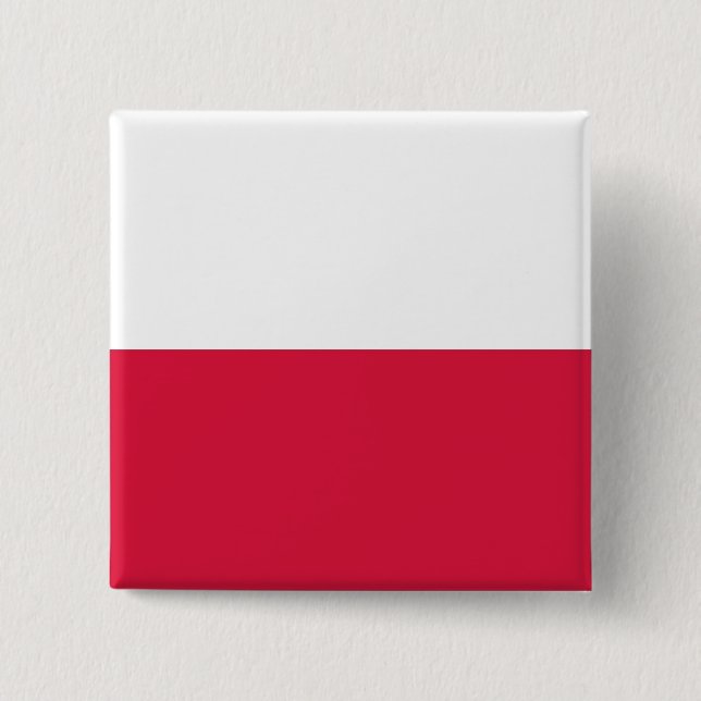 Badge Carré 5 Cm Bouton avec Drapeau de Pologne (Devant)