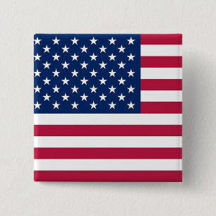 Badge Carré 5 Cm Bouton avec Drapeau de USA