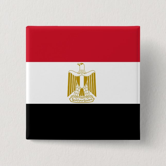 Badge Carré 5 Cm Bouton avec drapeau d'Egypte (Devant)