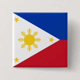 Badge Carré 5 Cm Bouton avec drapeau des Philippines
