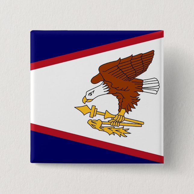 Badge Carré 5 Cm Bouton avec drapeau des Samoa américaines (Devant)