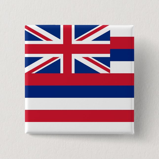 Badge Carré 5 Cm Bouton avec drapeau d'Hawaii (Devant)