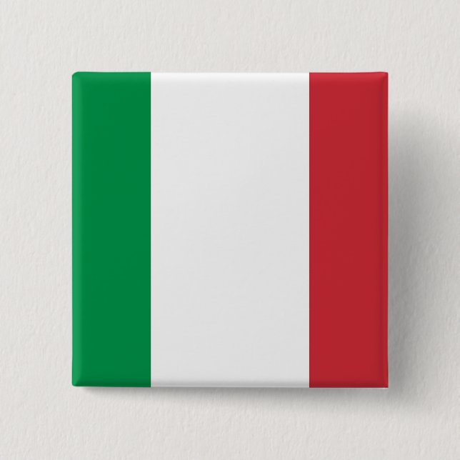Badge Carré 5 Cm Bouton avec drapeau d'Italie (Devant)
