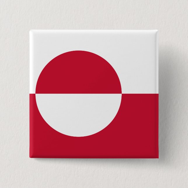 Badge Carré 5 Cm Bouton avec drapeau du Groenland (Devant)