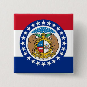 Badge Carré 5 Cm Bouton avec drapeau du Missouri