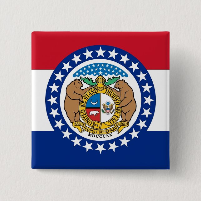 Badge Carré 5 Cm Bouton avec drapeau du Missouri (Devant)