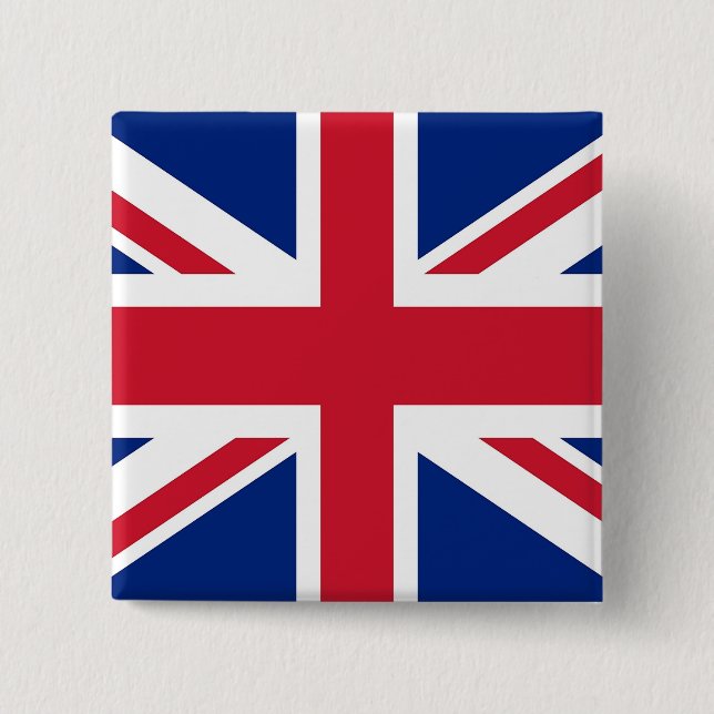 Badge Carré 5 Cm Bouton avec drapeau du Royaume-Uni (Devant)