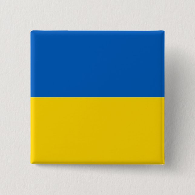 Badge Carré 5 Cm Bouton avec drapeau d'Ukraine (Devant)
