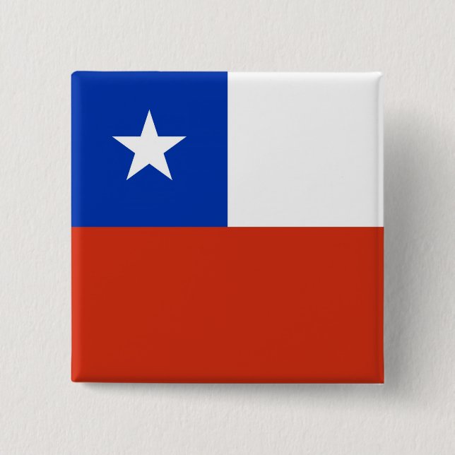 Badge Carré 5 Cm Bouton avec le drapeau du Chili (Devant)